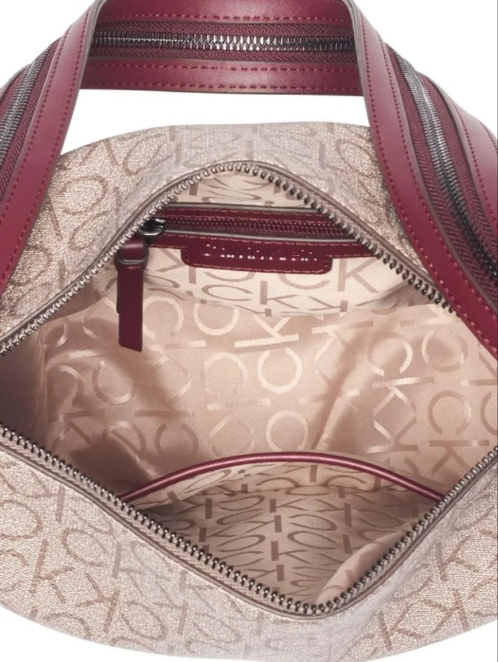 New Calvin Klein Monogram Canvas Moss Convertible Bucket Crossbody & Tote Bag - Picture 8 of 10